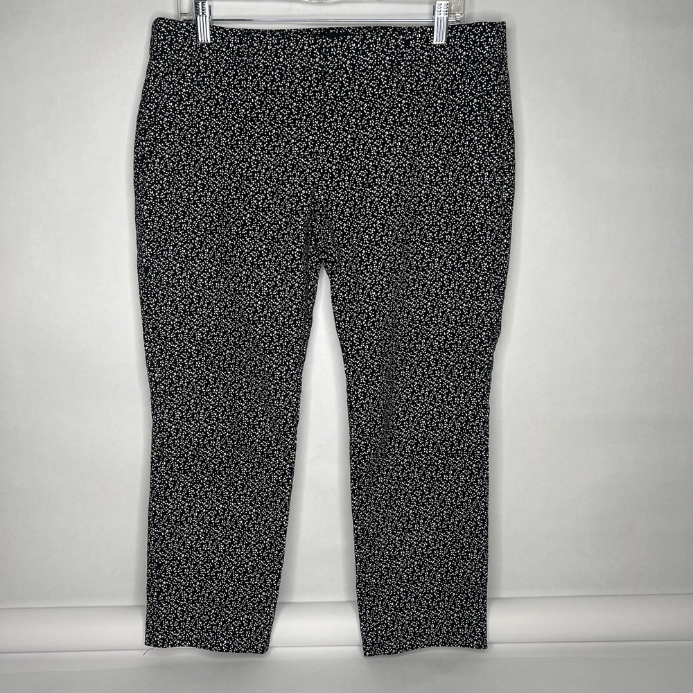 Cynthia Rowley Zip Up Capri Pants Cropped Black White Polka Dot 12 Low Rise EUC